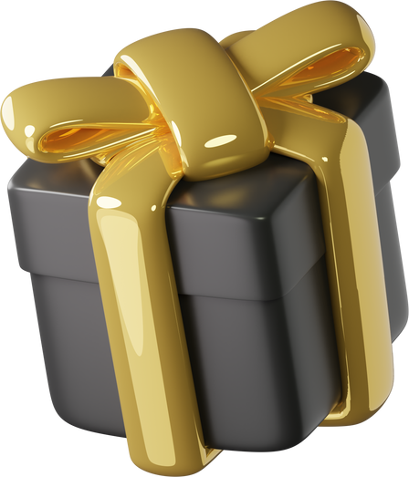 Cute Black Gold Gift Box 3D Render